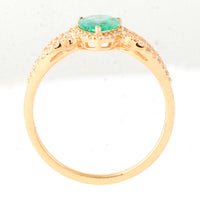 0.79 Ct Pear Mixed Cut Natural Emerald 14K Gold Ring