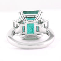 8.78 Ct Octagon Step Cut Natural Beryl Emerald 950 Platinum Ring