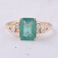 2.37 Ct Octagon Step Cut Natural Emerald 14K Gold Ring