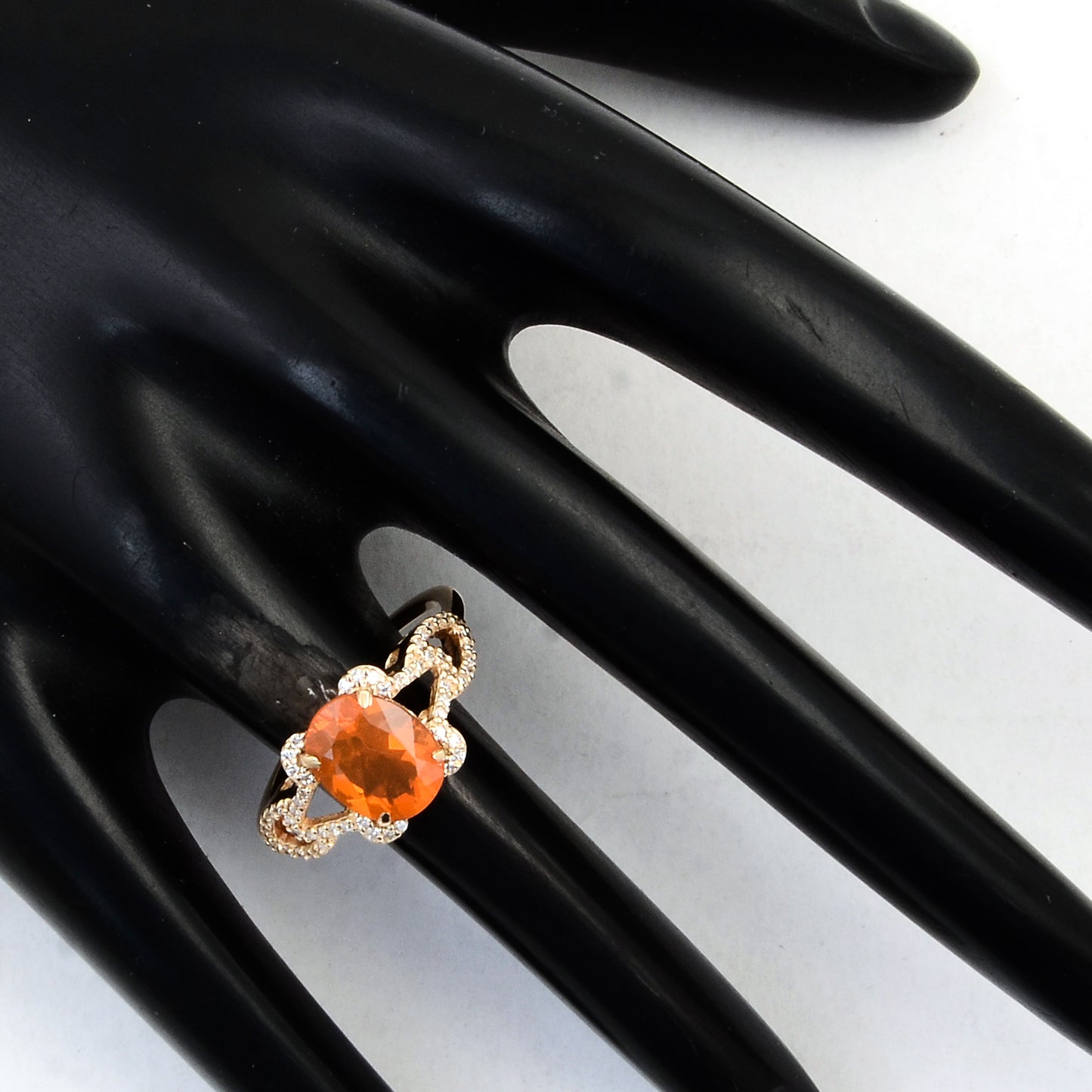1.35 Ct Oval Mixed Cut Natural Fire Opal 14K Gold Ring