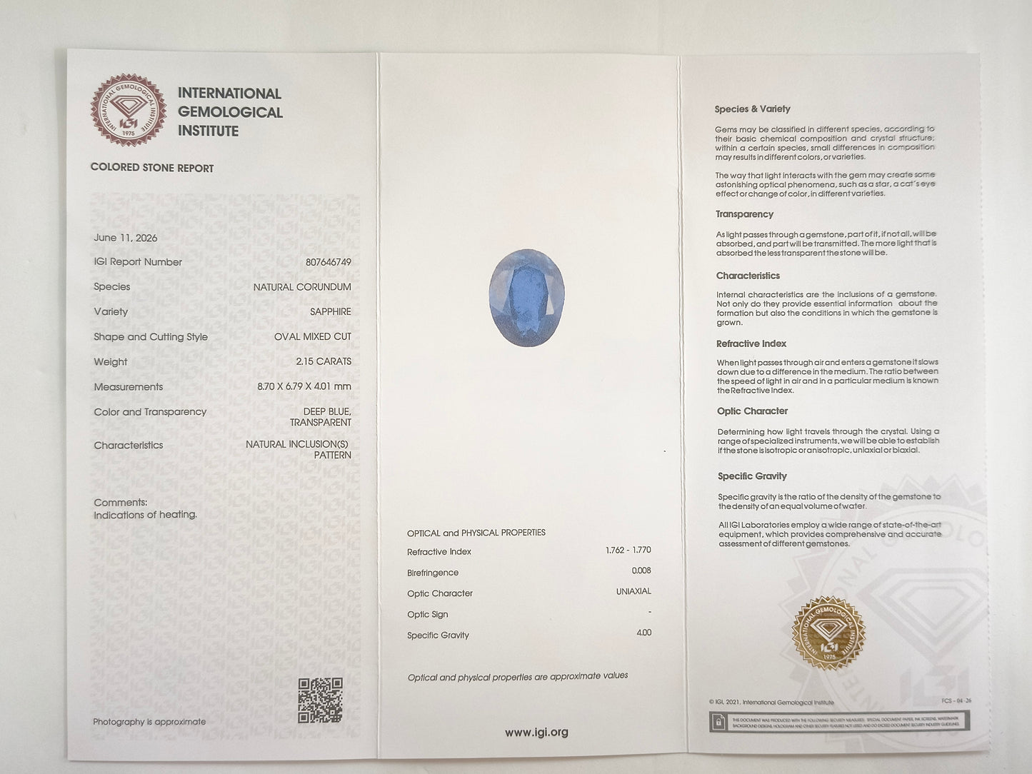 2.2 Natural Corundum Sapphire Oval Mixed Cut Gemstone