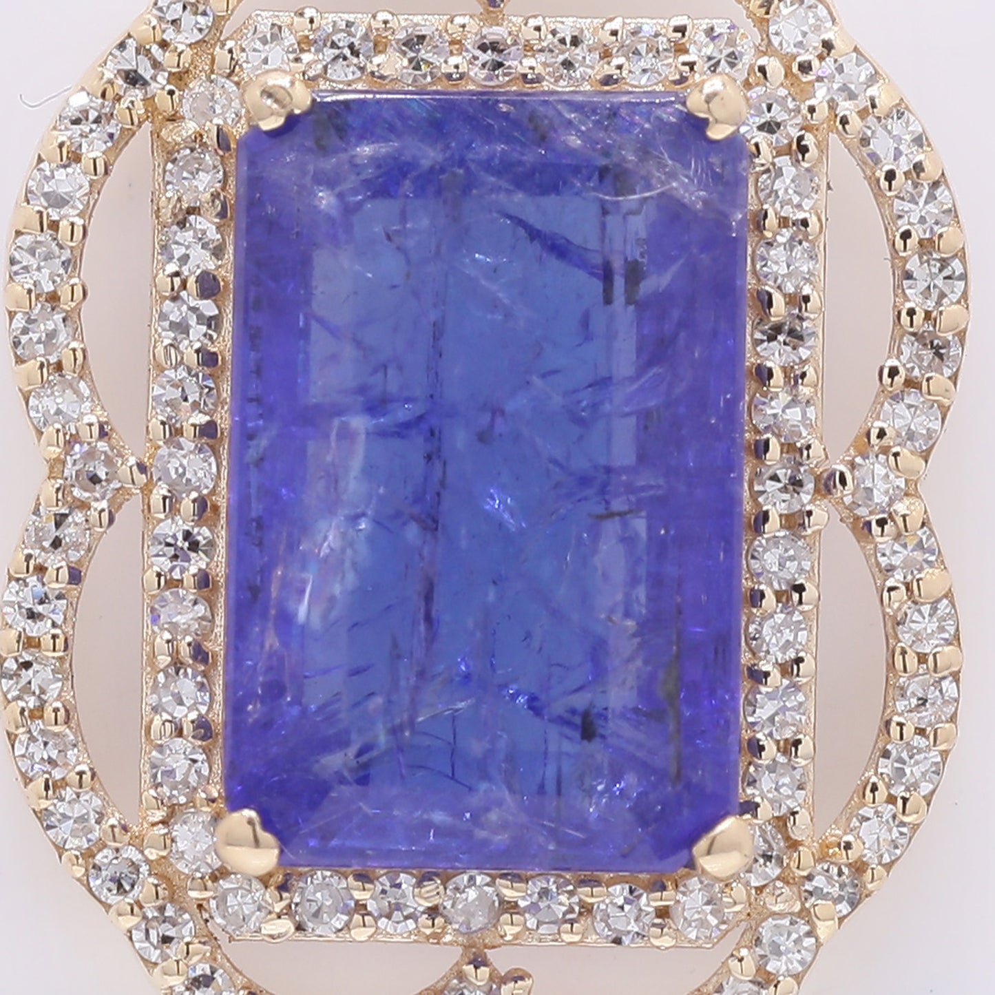 3.94 Ct Octagon Step Cut Natural Tanzanite 14K Gold Pendant