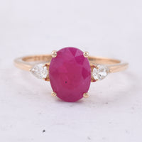 2.92 Ct Oval Natural Ruby 14K Gold Ring