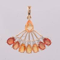 1.97 Ct Pear, Oval Natural Multi Coloured Sapphire 14K Gold Pendant