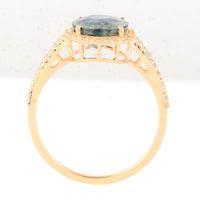 3.17 Ct Oval Mixed Cut Natural Bi Coloured Sapphire 14K Gold Ring
