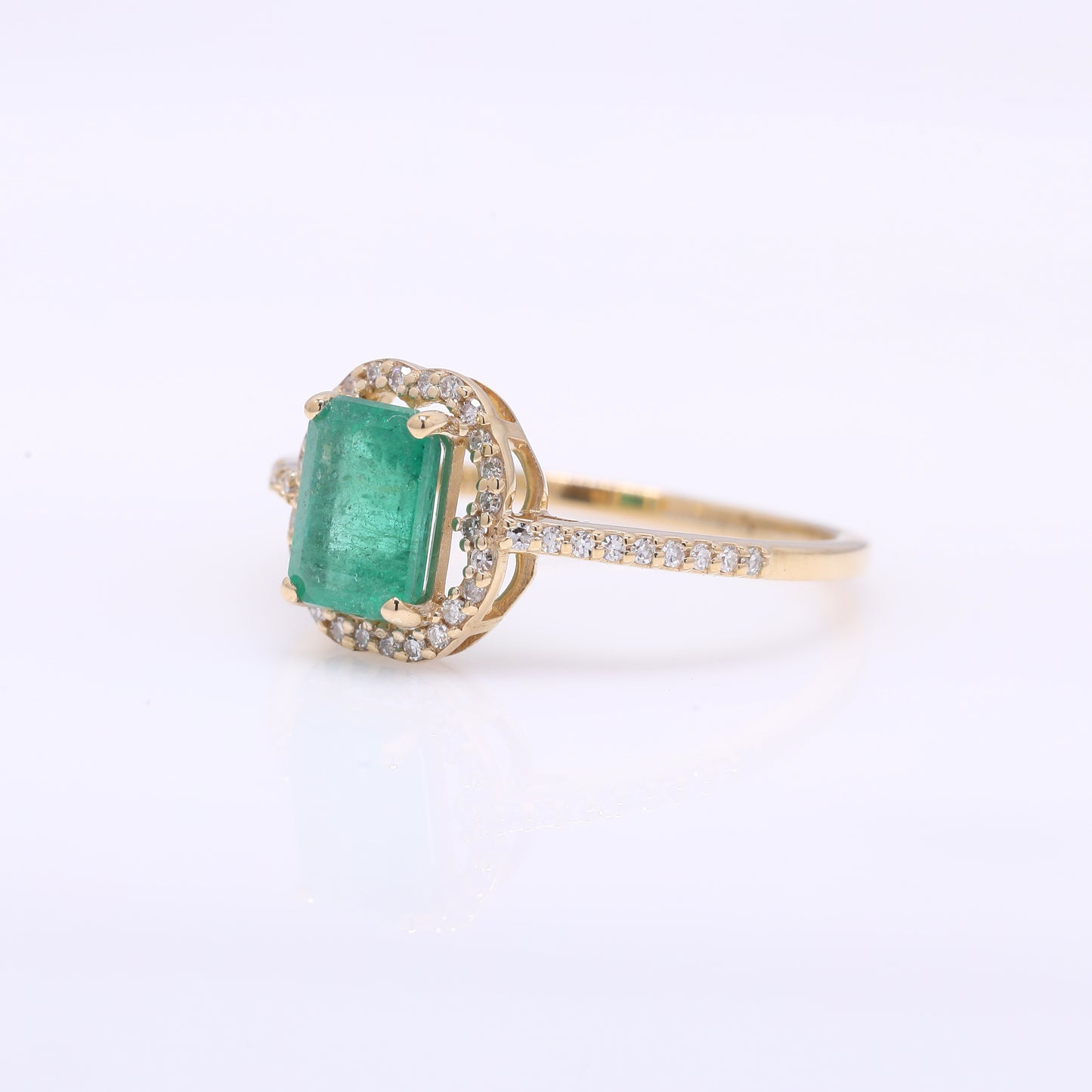 1.24 Ct Octagon Step Cut Natural Emerald 14K Gold Ring