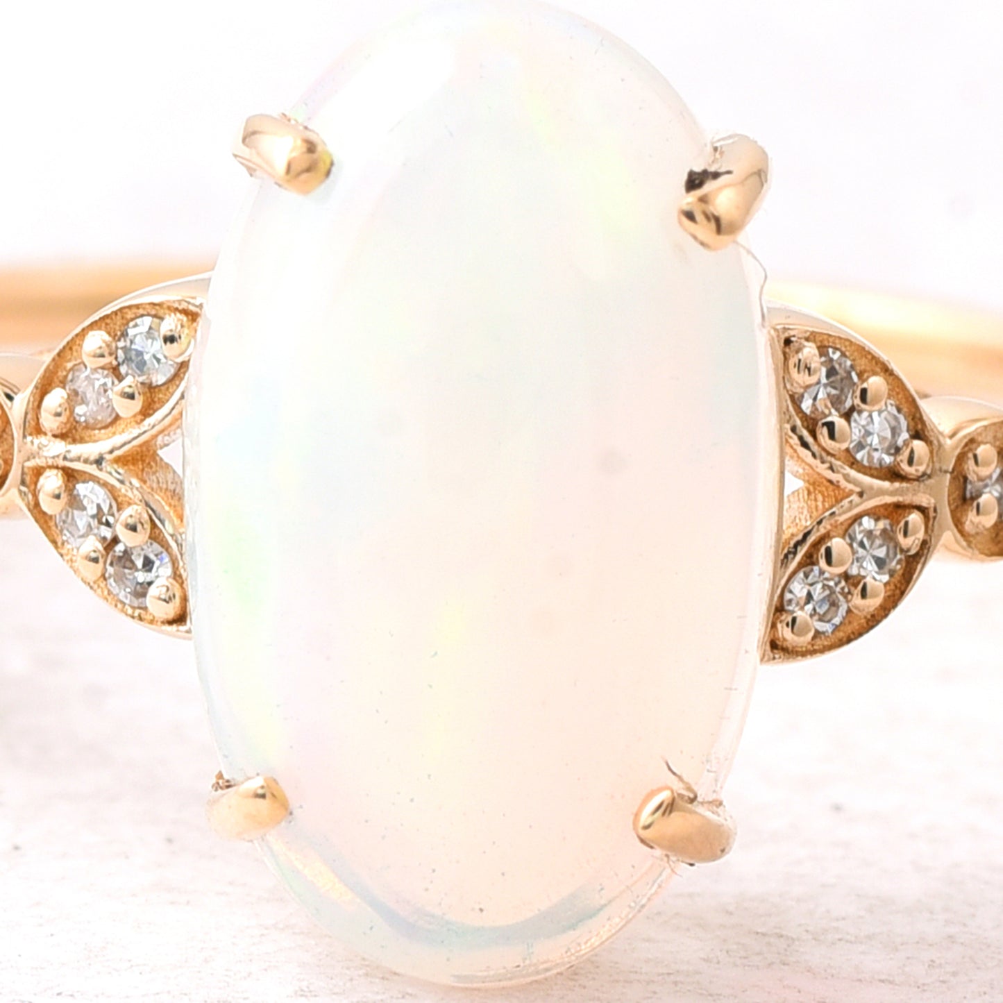 1.97 Ct Oval Cabochon Cut Natural Opal 14K Gold Ring