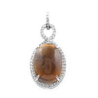 8.40 Ct Oval Cabochon Cut Natural Tourmaline 950 Platinum Pendant