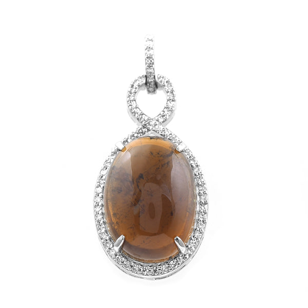 8.40 Ct Oval Cabochon Cut Natural Tourmaline 950 Platinum Pendant