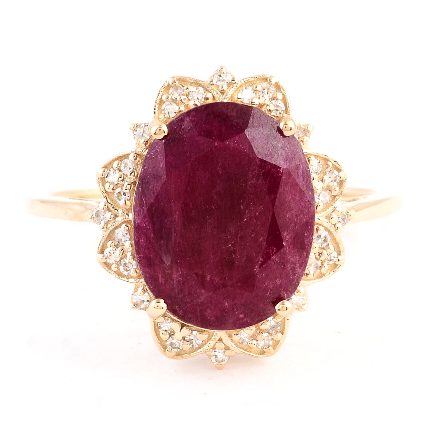4.81 Ct Oval Mixed Cut Natural Corundum Ruby 14K Gold Ring
