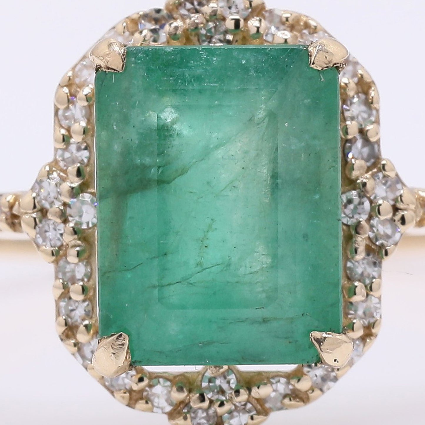 1.38 Ct Octagon Step Cut Natural Emerald 14K Gold Ring