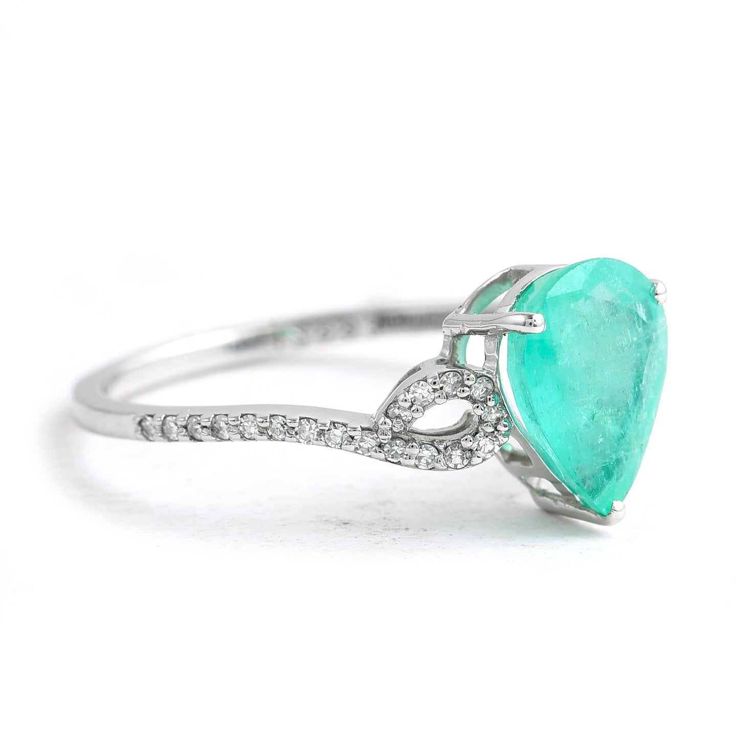 2.41 Ct Pear Mixed Cut Natural Emerald 950 Platinum Ring