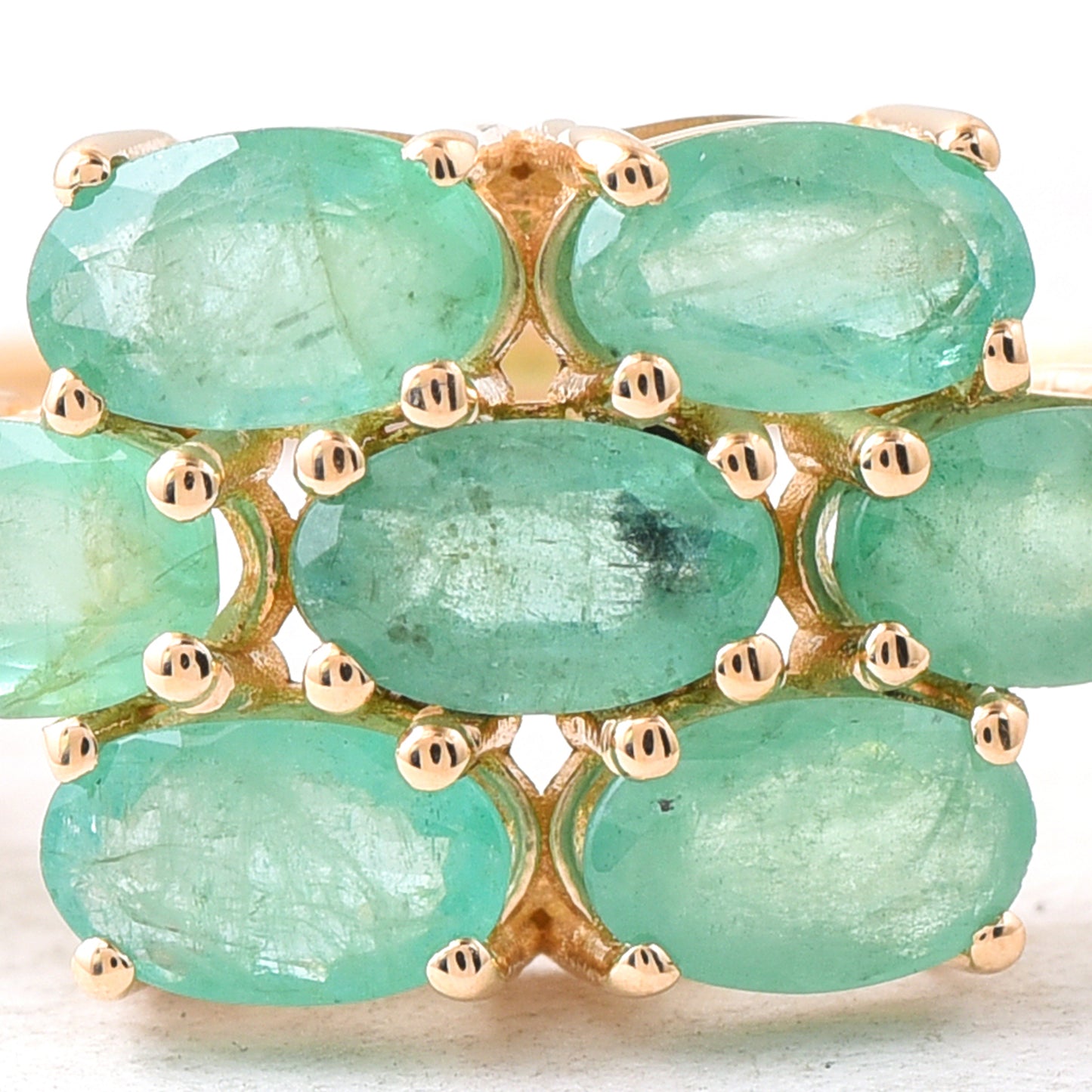 3.53 Ct Oval Mixed Cut Natural Emerald 14K Gold Ring