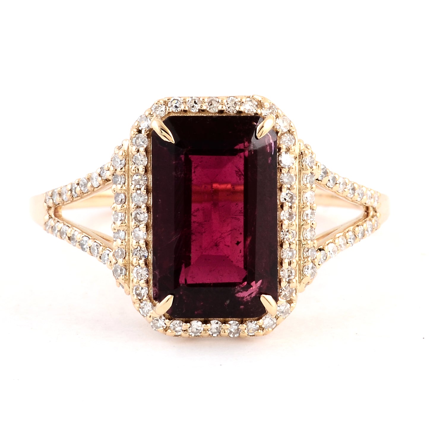 3.25 Ct Emerald Cut Natural Tourmaline 14K Gold Ring