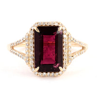 3.25 Ct Emerald Cut Natural Tourmaline 14K Gold Ring