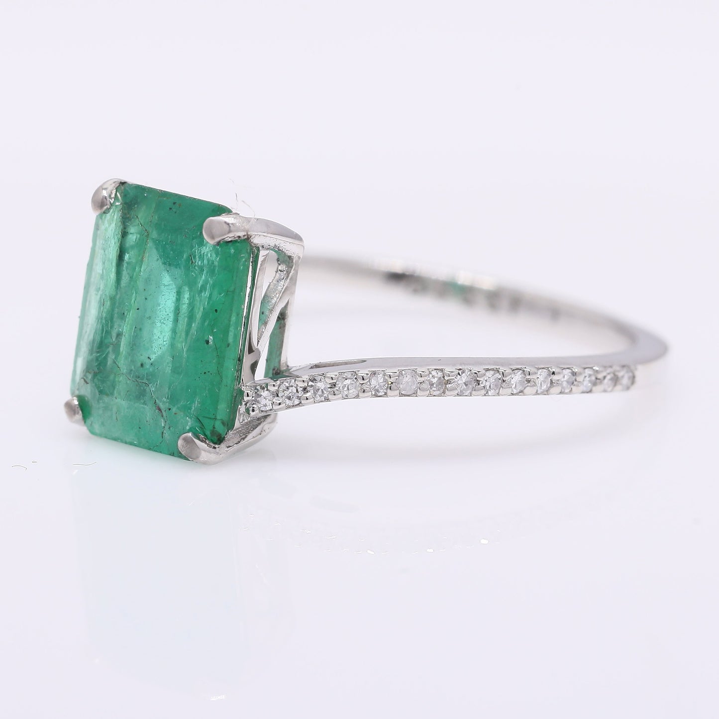 2.50 Ct Octagon Step Cut Natural Emerald 950 Platinum Ring