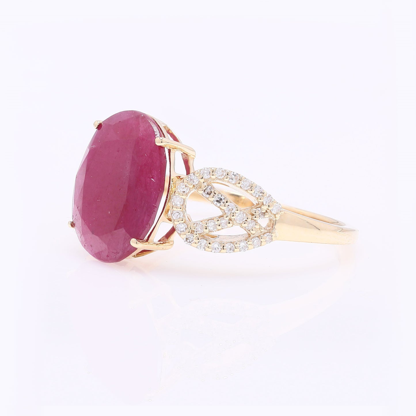 3.36 Ct Oval Mixed Cut Natural Ruby 14K Gold Ring