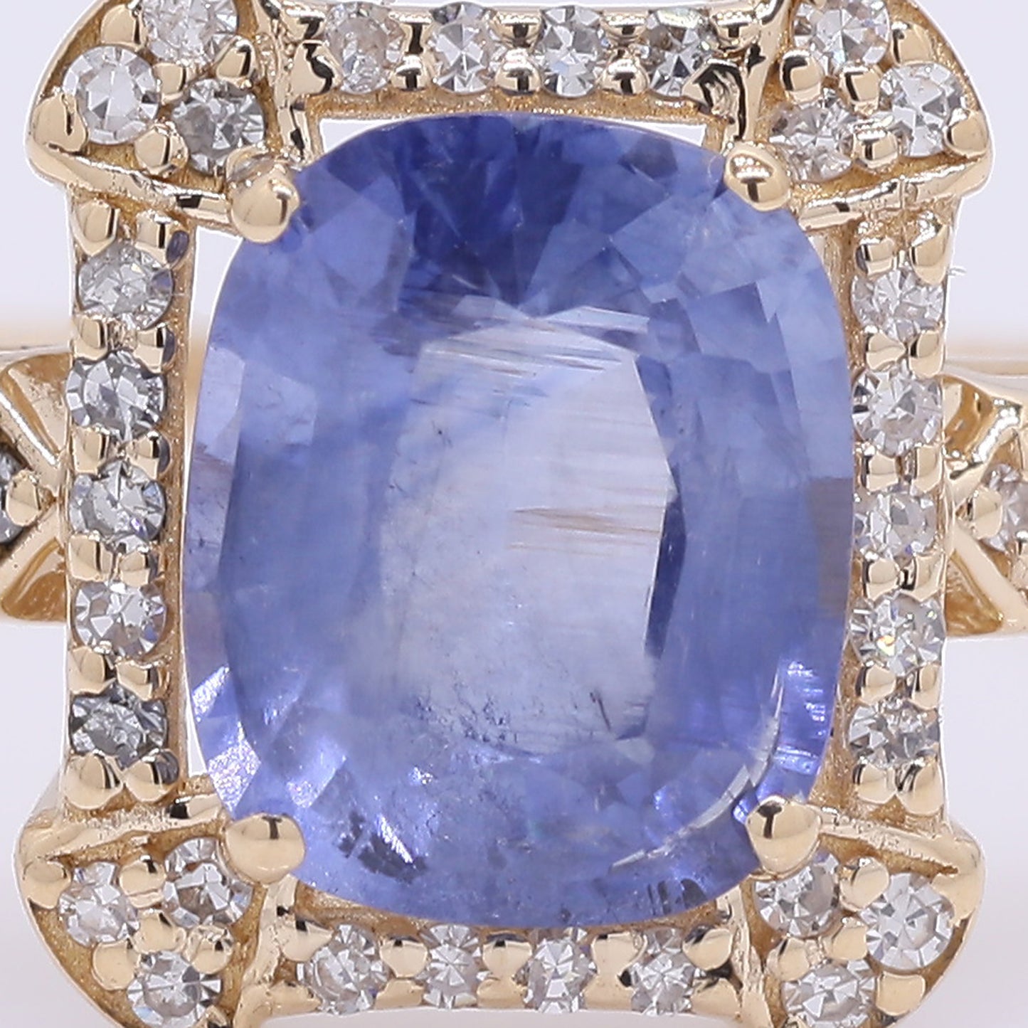 2.00 Ct Cushion Mixed Cut Natural Sapphire 14K Gold Ring