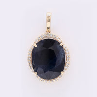 6.13 Ct Oval Mixed Cut Natural Sapphire 14K Gold Pendant