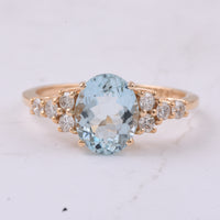 2.03 Ct Oval Natural Aquamarine 14K Gold Ring