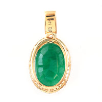 4.82 Ct Oval Mixed Cut Natural Emerald 14K Gold Pendant