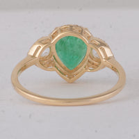 1.98 Ct Pear Emerald 9K Gold Ring