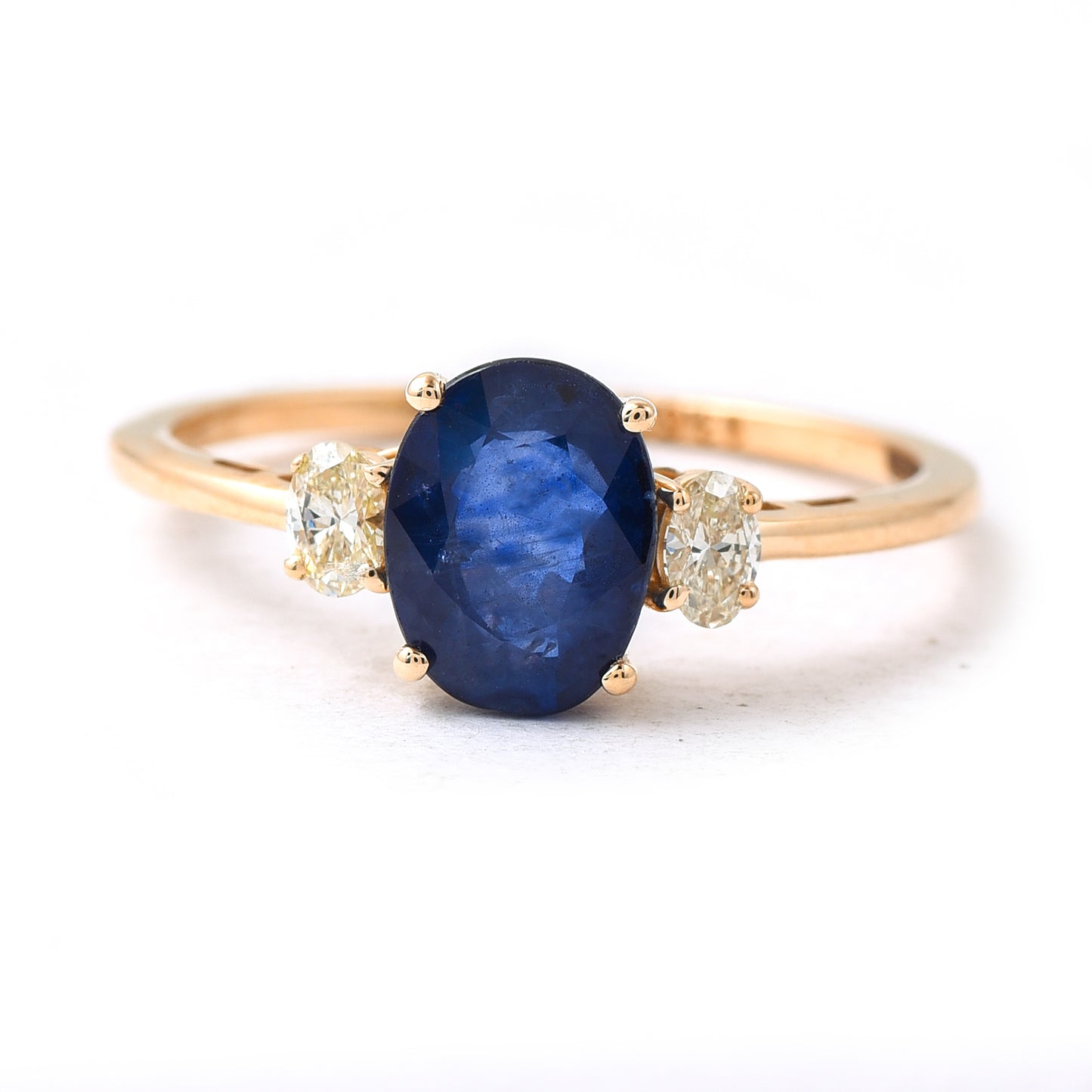 1.51 Ct Oval Mixed Cut Natural Sapphire 14K Gold Ring