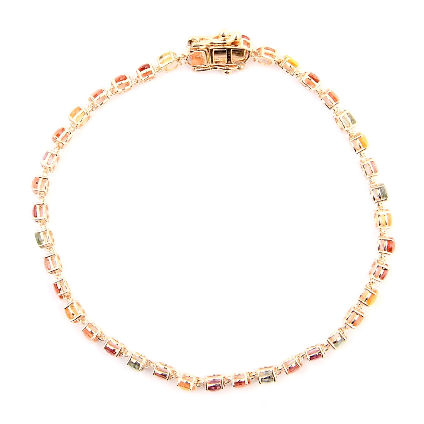 6.50 Ct Oval Multi Sapphire 14K Gold Braclet