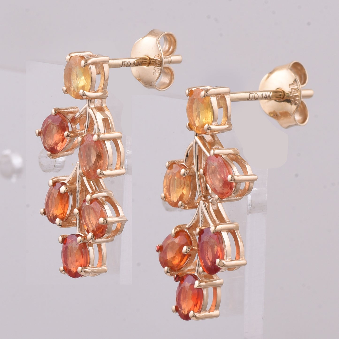 2.47 Ct Oval Natural Multi-Coloured Sapphire 14K Gold Earrings