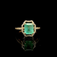 2.38 Ct Octagon Step Cut Natural Emerald 14K Gold Ring