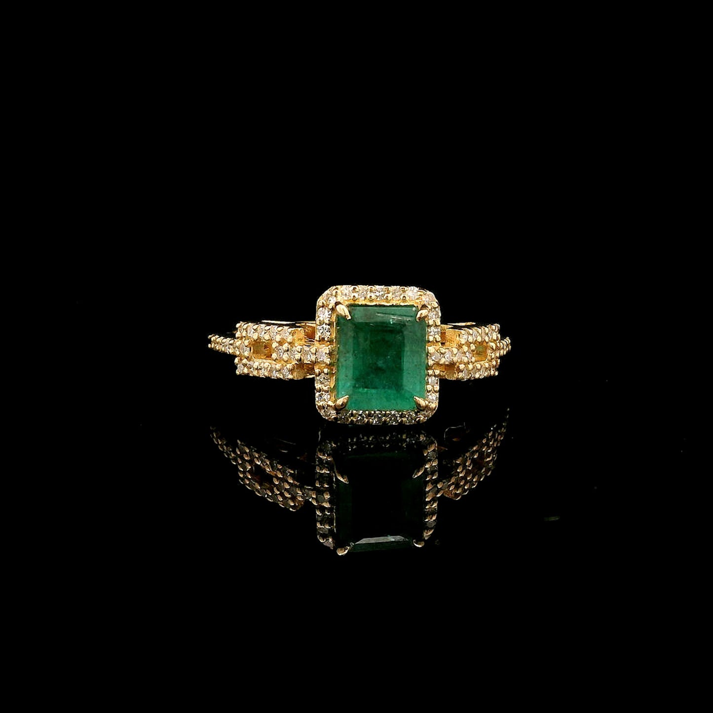 1.42 Ct Octagon Step Cut Natural Emerald 14K Gold Ring