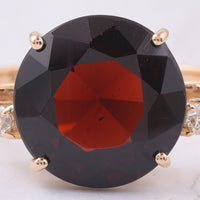 4.68 Ct Round Natural Garnet 14K Gold Ring