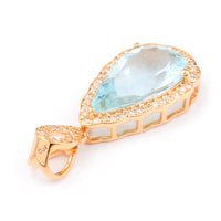 2.75 Ct Pear Mixed Cut Natural Aquamarine 14K Gold Pendant