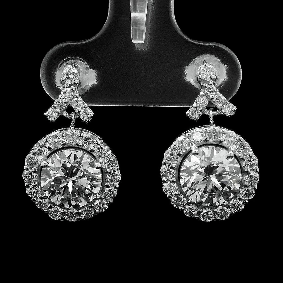 4.06 Ct Round Lab Grown Diamond 14K Gold Earrings