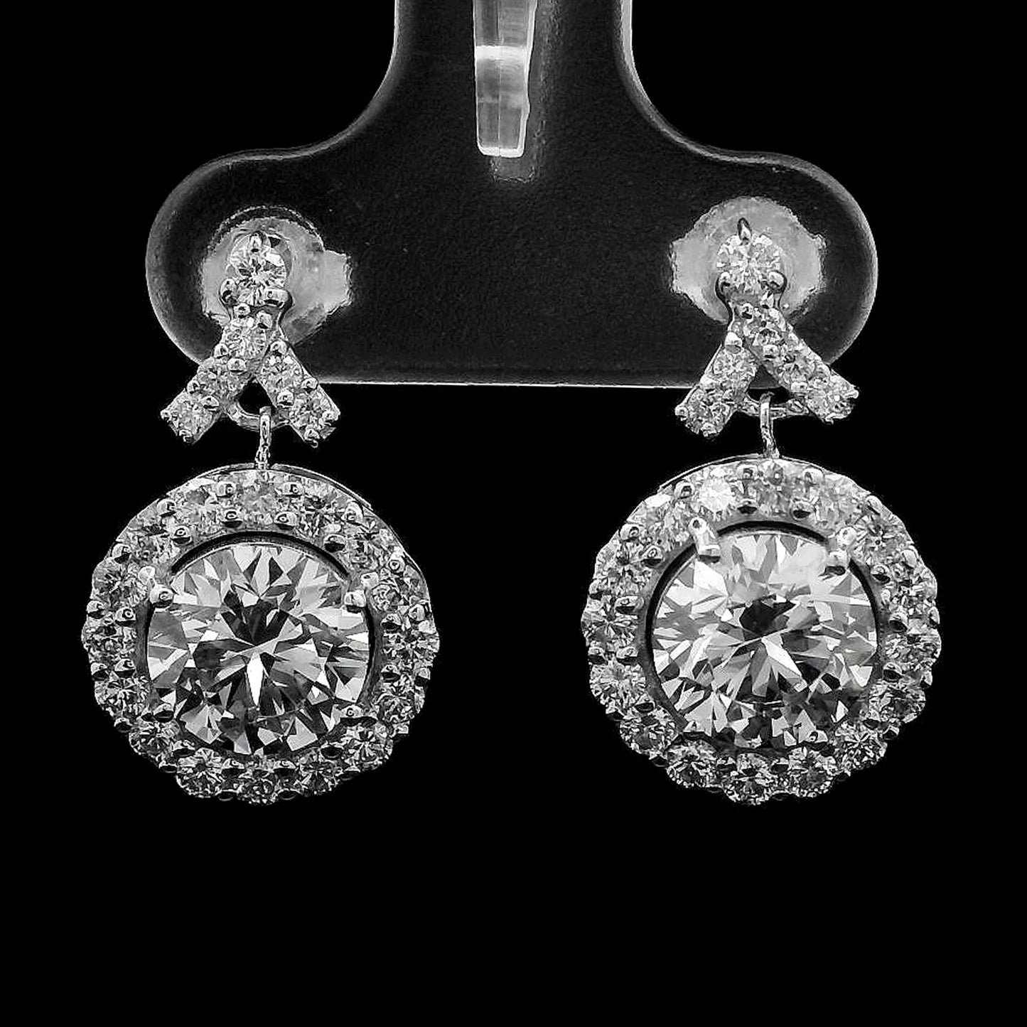 4.06 Ct Round Lab Grown Diamond 14K Gold Earrings