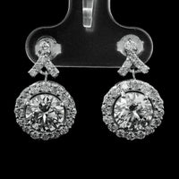 4.06 Ct Round Lab Grown Diamond 14K Gold Earrings