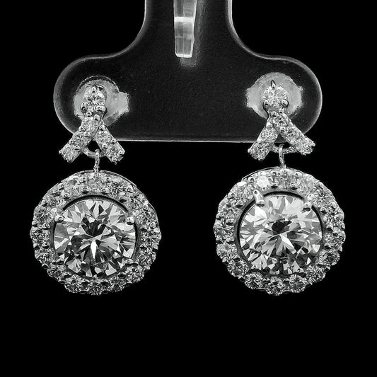 4.06 Ct Round Lab Grown Diamond 14K Gold Earrings