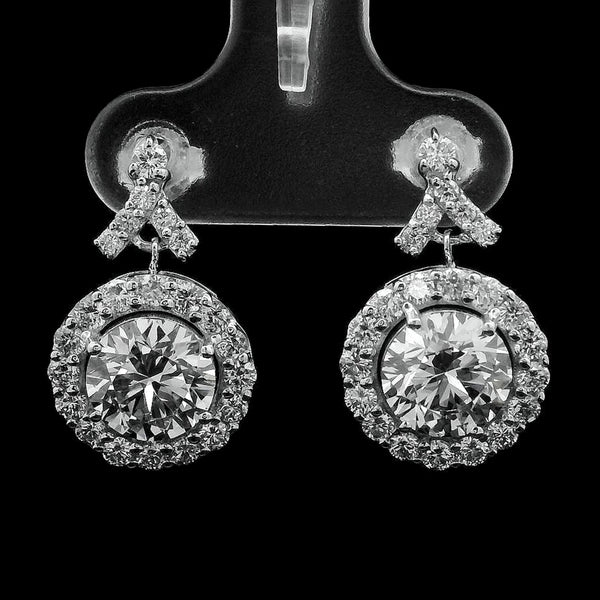 4.06 Ct Round Lab Grown Diamond 14K Gold Earrings