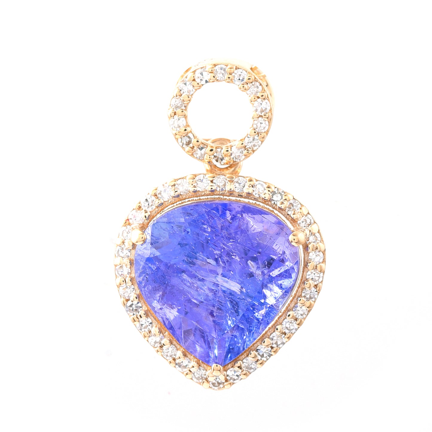 3.22 Ct Pear Mixed Cut Natural Tanzanite 14K Gold Pendant