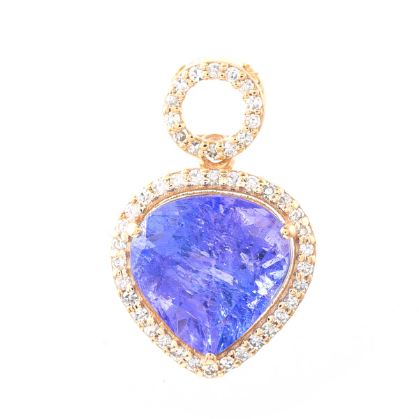 3.22 Ct Pear Mixed Cut Natural Tanzanite 14K Gold Pendant
