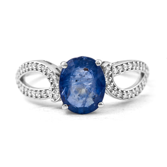 2.00 Ct Oval Mixed Cut Natural Sapphire 950 Platinum Ring