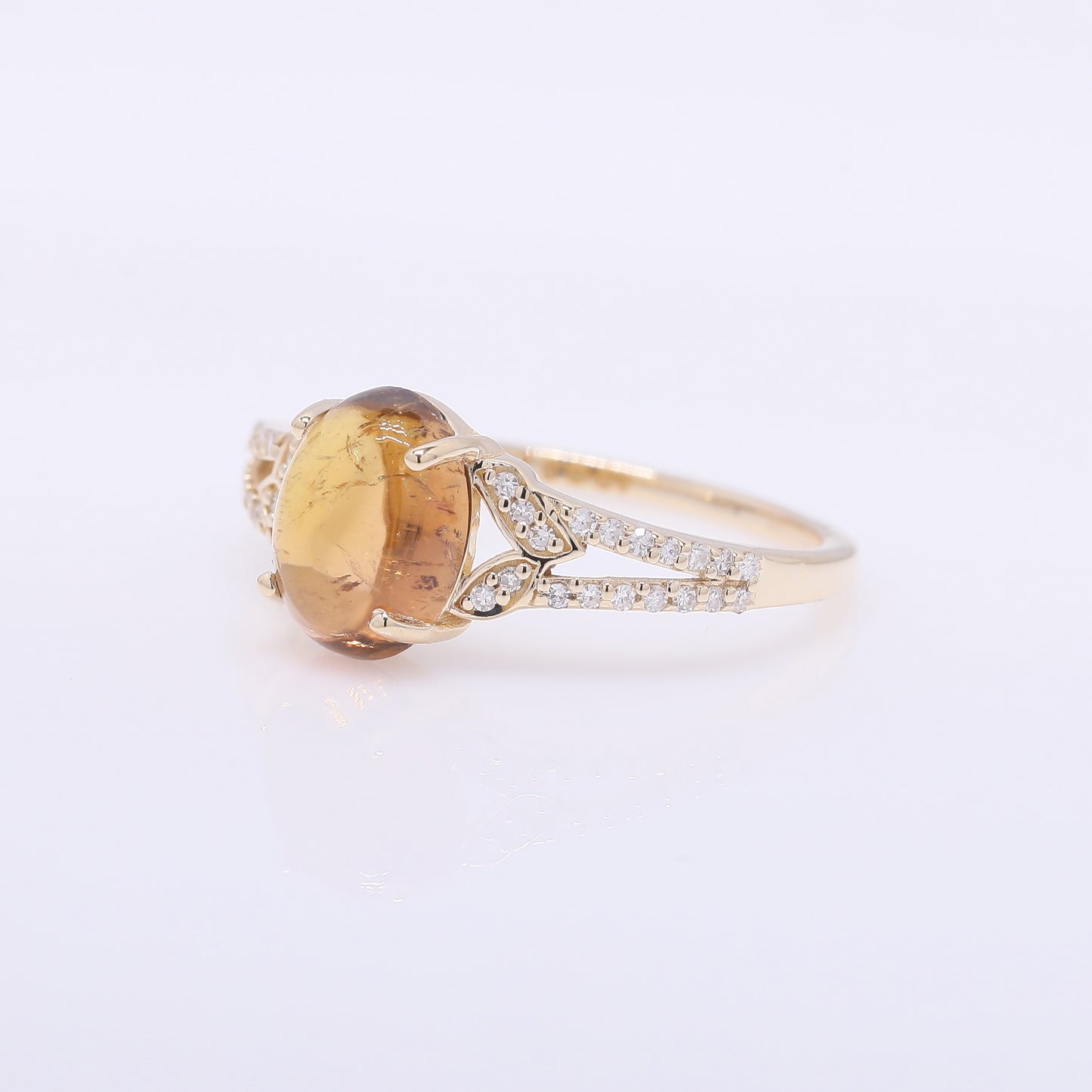 1.86 Ct Oval Cabochon Cut Natural Tourmaline 14K Gold Ring