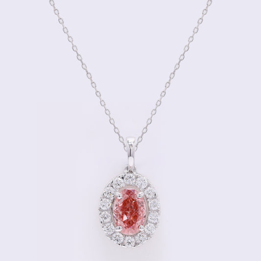 1.38 Carats Fancy Intense Pink Lab Grown Diamond 14K Gold Pendant