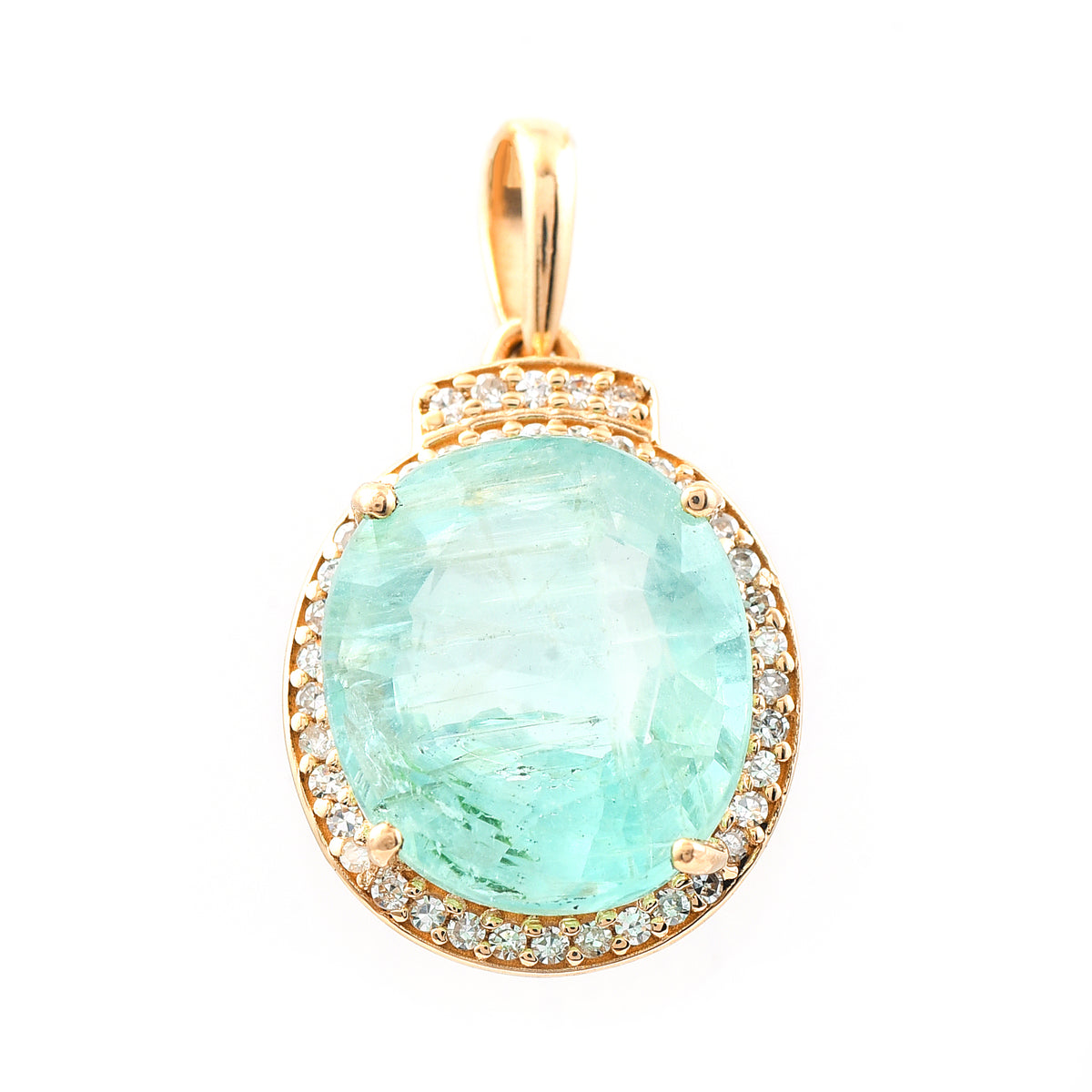 4.79 Ct Oval Mixed Cut Natural Beryl 14K Gold Pendant