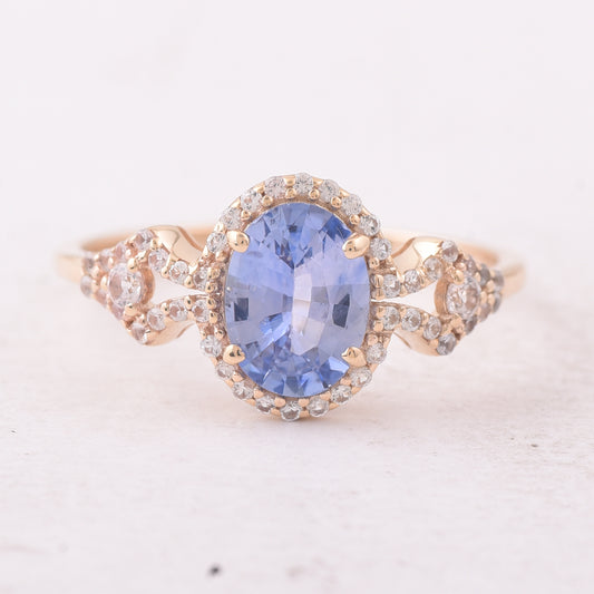 1.31 Ct Oval Sapphire 9K Gold Ring