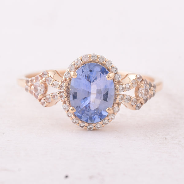 1.31 Ct Oval Sapphire 9K Gold Ring