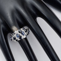 2.42 Ct Marquise Mixed Cut, Round Mixed Cut, Pear Mixed Cut Natural Sapphire 950 Platinum Ring