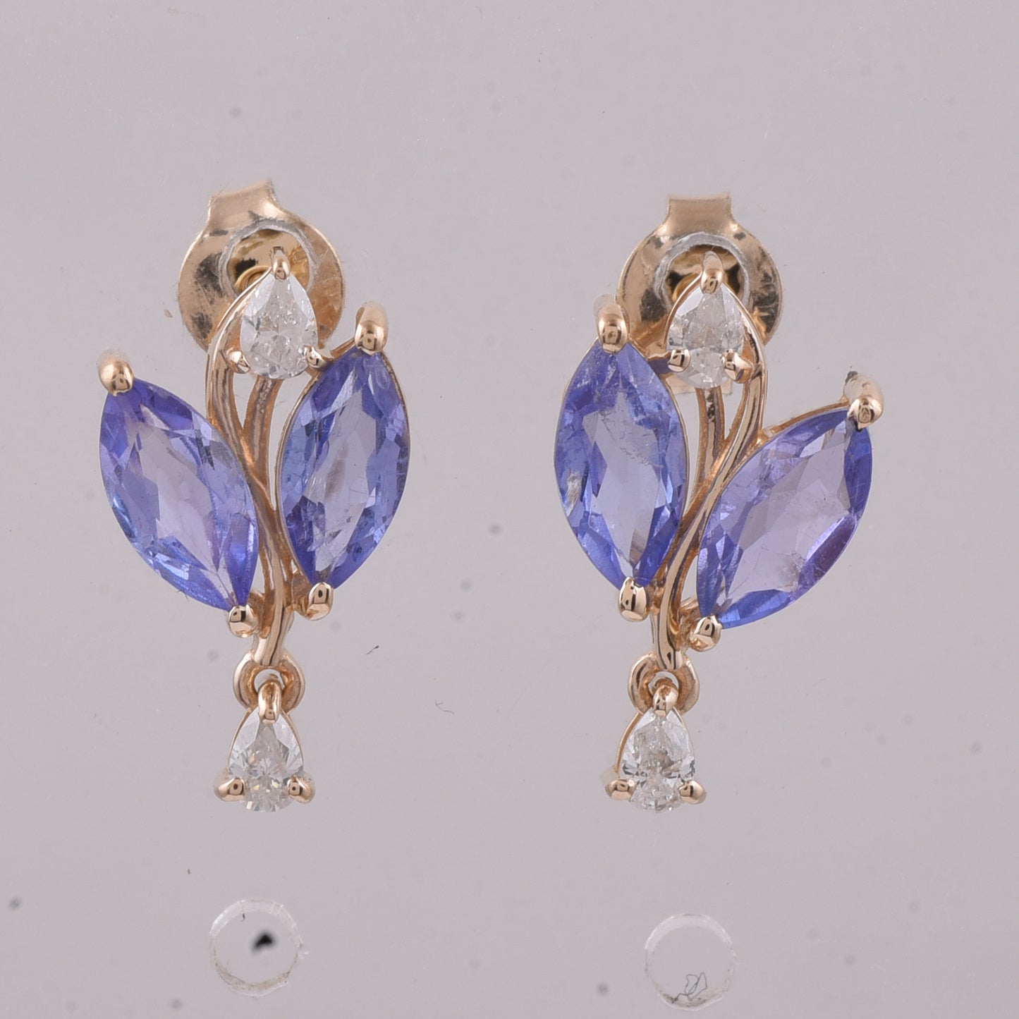 1.59 Ct Marquise Natural Tanzanite 14K Gold Earrings