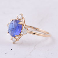 1.88 Ct Oval Cabochon Cut Natural Tanzanite 14K Gold Ring