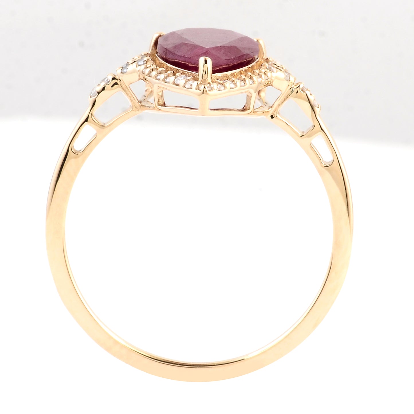 2.17 Ct Pear Mixed Cut Natural Corundum Ruby 14K Gold Ring